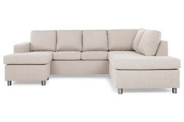 Crazy 4-seters Høyrevendt U-formet Small Sofa med Divan og Sjeselong i Stoff - Beige - Møbler - Sofaer - U-sofa