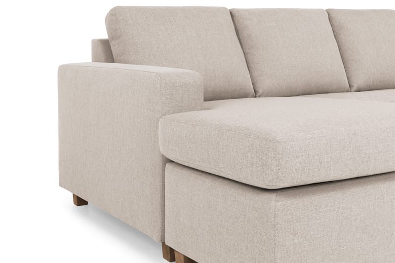 Crazy 4-seters Høyrevendt U-formet Small Sofa med Divan og Sjeselong i Stoff - Beige - Møbler - Sofaer - U-sofa