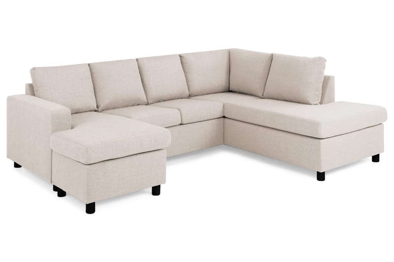 Crazy 4-seters Høyrevendt U-formet Small Sofa med Divan og Sjeselong i Stoff - Beige - Møbler - Sofaer - Sofaer med sjeselong - 4 seters sofa med divan