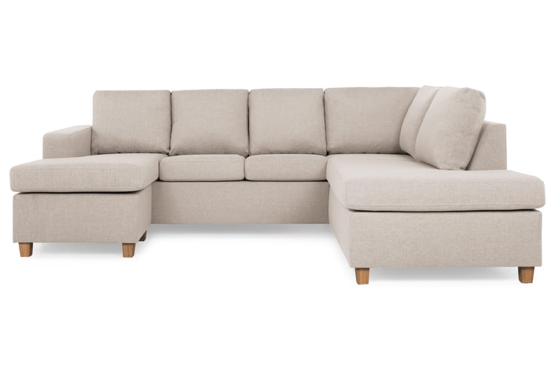 Crazy 4-seters Høyrevendt U-formet Small Sofa med Divan og Sjeselong i Stoff - Beige - Møbler - Sofaer - U-sofa