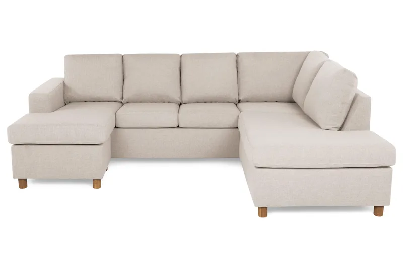 Crazy 4-seters Høyrevendt U-formet Small Sofa med Divan og Sjeselong i Stoff - Beige - Møbler - Sofaer - Sofaer med sjeselong - 4 seters sofa med divan
