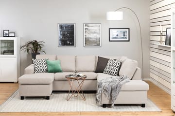 Crazy 4-seters Høyrevendt U-formet Small Sofa med Divan og Sjeselong i Stoff - Beige - Møbler - Sofaer - Sofaer med sjeselong - 4 seters sofa med divan