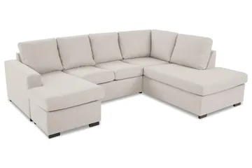 Crazy 4-seters Høyrevendt U-formet Small Sofa med Divan og Sjeselong i Stoff - Beige - Møbler - Sofaer - Sofaer med sjeselong - 4 seters sofa med divan