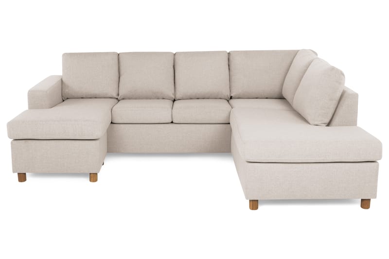 Crazy 4-seters Høyrevendt U-formet Small Sofa med Divan og Sjeselong i Stoff - Beige - Møbler - Sofaer - U-sofa