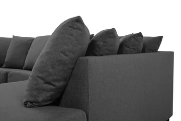 Crazy 4-seters Høyrevendt U-formet Small Sofa med Divan og Sjeselong i Stoff inkl. Pynteputer - Mørk grå - Møbler - Sofaer - U-sofa