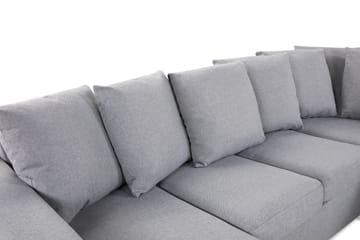 Crazy 4-seters Høyrevendt U-formet Small Sofa med Divan og Sjeselong i Stoff inkl. Pynteputer - Grå - Møbler - Sofaer - U-sofa