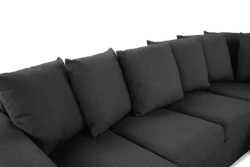 Crazy 4-seters Høyrevendt U-formet Small Sofa med Divan og Sjeselong i Stoff inkl. Pynteputer - Mørk grå - Møbler - Sofaer - U-sofa