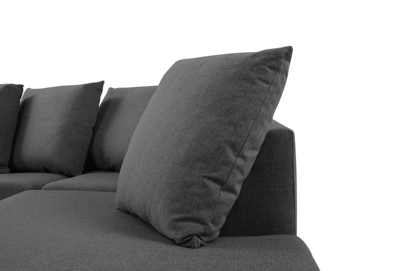 Crazy 4-seters Høyrevendt U-formet Small Sofa med Divan og Sjeselong i Stoff inkl. Pynteputer - Mørk grå - Møbler - Sofaer - U-sofa
