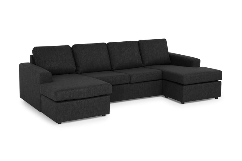 Crazy 4-seters U-formet Sofa med Dobbeldivan i Stoff - Antrasitt - Møbler - Sofaer - U-sofa