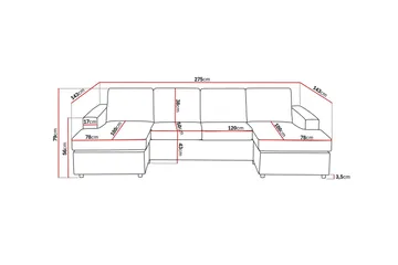 Crazy 4-seters U-formet Sofa med Dobbeldivan i Stoff - Antrasitt - Møbler - Sofaer - U-sofa