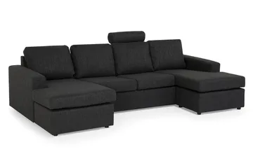 Crazy 4-seters U-formet Sofa med Dobbeldivan i Stoff - Antrasitt - Møbler - Sofaer - U-sofa