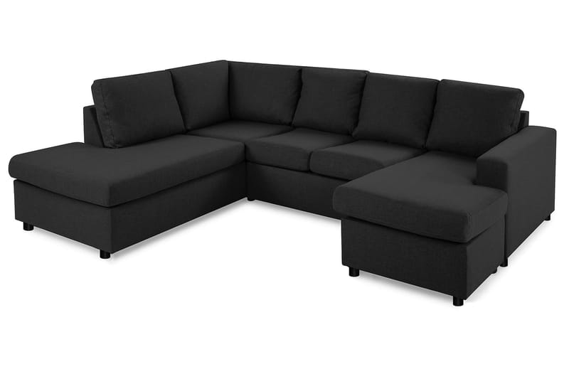 Crazy 4-seters Venstrevendt U-formet Large Sofa med Divan og Sjeselong i Stoff - Antrasitt - Møbler - Sofaer - Sofaer med sjeselong - 4 seters sofa med divan