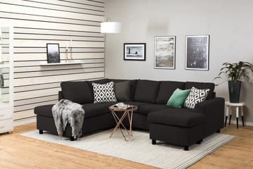 Crazy 4-seters Venstrevendt U-formet Large Sofa med Divan og Sjeselong i Stoff - Antrasitt - Møbler - Sofaer - Sofaer med sjeselong - 4 seters sofa med divan