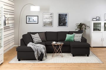 Crazy 4-seters Venstrevendt U-formet Large Sofa med Divan og Sjeselong i Stoff - Antrasitt - Møbler - Sofaer - Sofaer med sjeselong - 4 seters sofa med divan