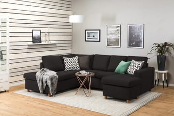 Crazy 4-seters Venstrevendt U-formet Large Sofa med Divan og Sjeselong i Stoff - Antrasitt - Møbler - Sofaer - Sofaer med sjeselong - 4 seters sofa med divan