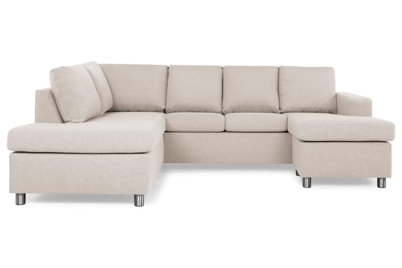 Crazy 4-seters Venstrevendt U-formet Large Sofa med Divan og Sjeselong i Stoff - Beige - Møbler - Sofaer - Sofaer med sjeselong - 4 seters sofa med divan