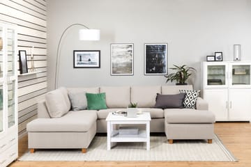 Crazy 4-seters Venstrevendt U-formet Large Sofa med Divan og Sjeselong i Stoff - Beige - Møbler - Sofaer - Sofaer med sjeselong - 4 seters sofa med divan