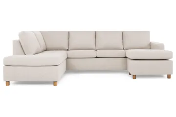 Crazy 4-seters Venstrevendt U-formet Large Sofa med Divan og Sjeselong i Stoff - Beige - Møbler - Sofaer - Sofaer med sjeselong - 4 seters sofa med divan