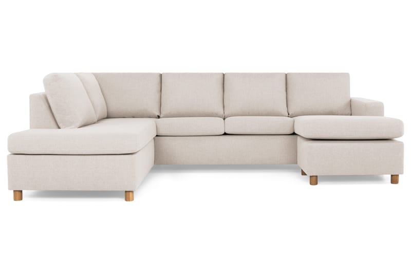 Crazy 4-seters Venstrevendt U-formet Large Sofa med Divan og Sjeselong i Stoff - Beige - Møbler - Sofaer - Sofaer med sjeselong - 4 seters sofa med divan