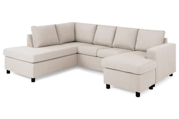 Crazy 4-seters Venstrevendt U-formet Large Sofa med Divan og Sjeselong i Stoff - Beige - Møbler - Sofaer - Sofaer med sjeselong - 4 seters sofa med divan
