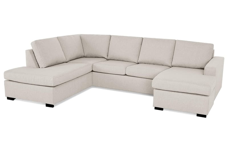 Crazy 4-seters Venstrevendt U-formet Large Sofa med Divan og Sjeselong i Stoff - Beige - Møbler - Sofaer - Sofaer med sjeselong - 4 seters sofa med divan