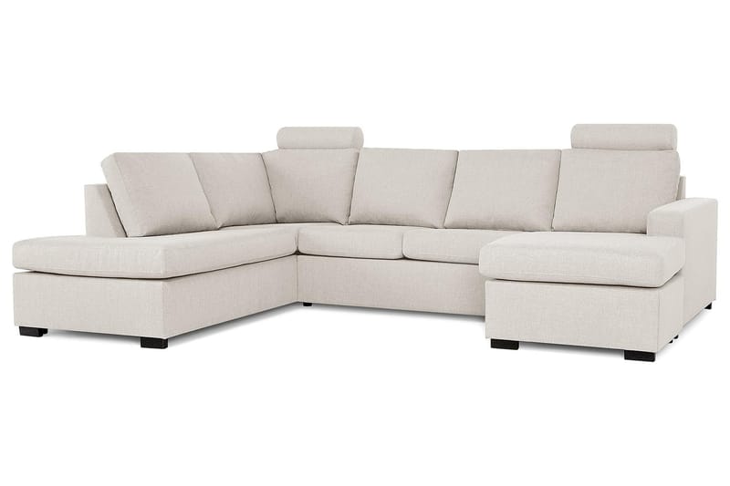 Crazy 4-seters Venstrevendt U-formet Large Sofa med Divan og Sjeselong i Stoff - Beige - Møbler - Sofaer - Sofaer med sjeselong - 4 seters sofa med divan