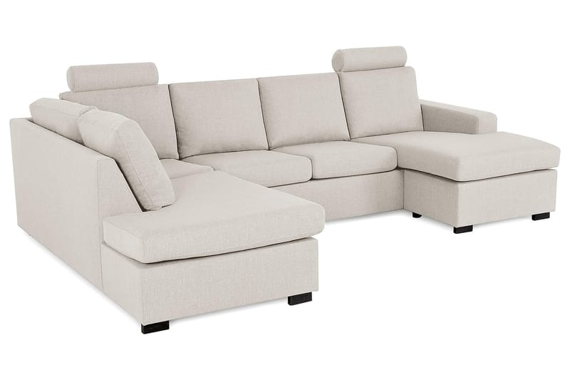 Crazy 4-seters Venstrevendt U-formet Large Sofa med Divan og Sjeselong i Stoff - Beige - Møbler - Sofaer - Sofaer med sjeselong - 4 seters sofa med divan