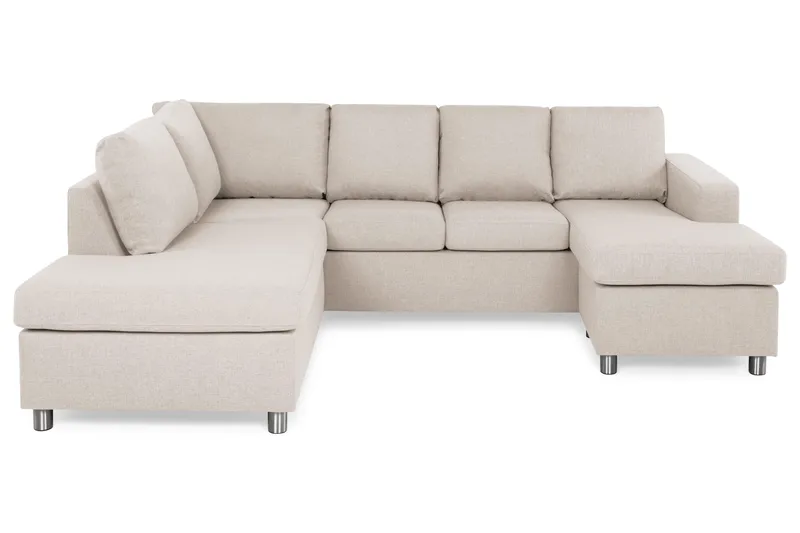 Crazy 4-seters Venstrevendt U-formet Large Sofa med Divan og Sjeselong i Stoff - Beige - Møbler - Sofaer - Sofaer med sjeselong - 4 seters sofa med divan
