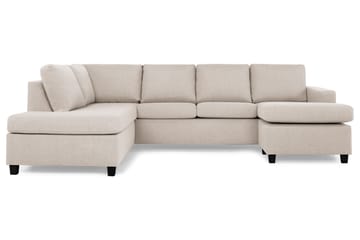 Crazy 4-seters Venstrevendt U-formet Large Sofa med Divan og Sjeselong i Stoff - Beige - Møbler - Sofaer - Sofaer med sjeselong - 4 seters sofa med divan
