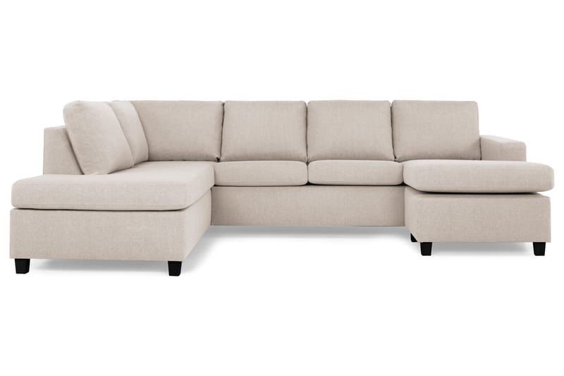 Crazy 4-seters Venstrevendt U-formet Large Sofa med Divan og Sjeselong i Stoff - Beige - Møbler - Sofaer - Sofaer med sjeselong - 4 seters sofa med divan