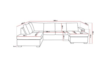 Crazy 4-seters Venstrevendt U-formet Large Sofa med Divan og Sjeselong i Stoff - Beige - Møbler - Sofaer - Sofaer med sjeselong - 4 seters sofa med divan