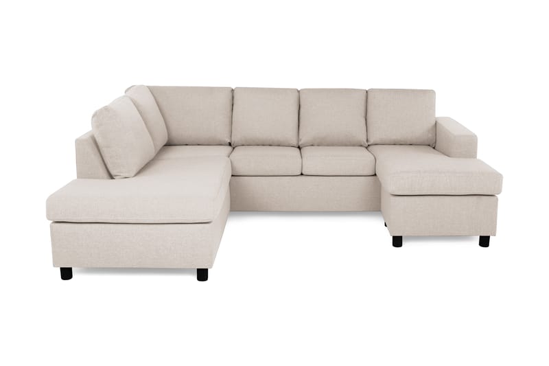 Crazy 4-seters Venstrevendt U-formet Large Sofa med Divan og Sjeselong i Stoff - Beige - Møbler - Sofaer - Sofaer med sjeselong - 4 seters sofa med divan