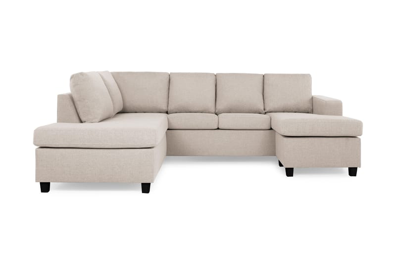 Crazy 4-seters Venstrevendt U-formet Large Sofa med Divan og Sjeselong i Stoff - Beige - Møbler - Sofaer - Sofaer med sjeselong - 4 seters sofa med divan