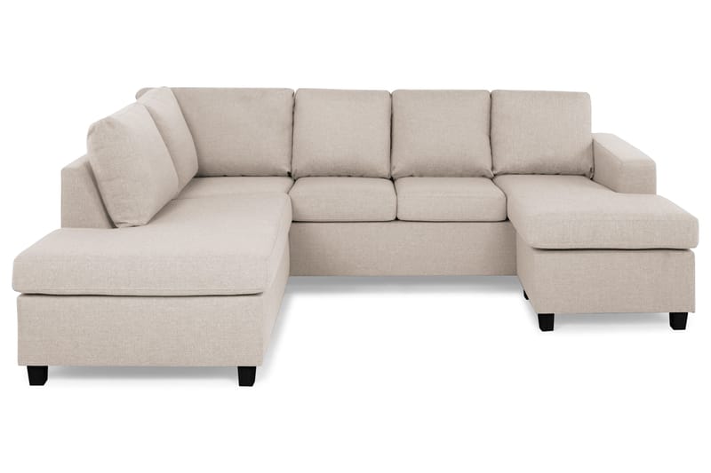 Crazy 4-seters Venstrevendt U-formet Large Sofa med Divan og Sjeselong i Stoff - Beige - Møbler - Sofaer - Sofaer med sjeselong - 4 seters sofa med divan
