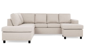 Crazy 4-seters Venstrevendt U-formet Large Sofa med Divan og Sjeselong i Stoff - Beige - Møbler - Sofaer - Sofaer med sjeselong - 4 seters sofa med divan