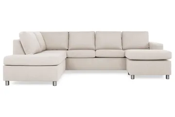 Crazy 4-seters Venstrevendt U-formet Large Sofa med Divan og Sjeselong i Stoff - Beige - Møbler - Sofaer - Sofaer med sjeselong - 4 seters sofa med divan