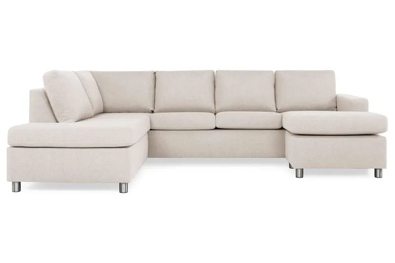 Crazy 4-seters Venstrevendt U-formet Large Sofa med Divan og Sjeselong i Stoff - Beige - Møbler - Sofaer - Sofaer med sjeselong - 4 seters sofa med divan