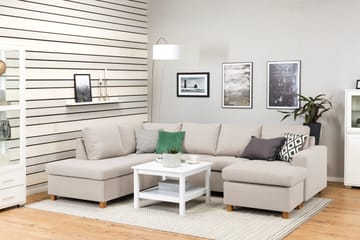 Crazy 4-seters Venstrevendt U-formet Large Sofa med Divan og Sjeselong i Stoff - Beige - Møbler - Sofaer - Sofaer med sjeselong - 4 seters sofa med divan