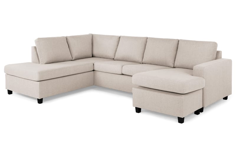 Crazy 4-seters Venstrevendt U-formet Large Sofa med Divan og Sjeselong i Stoff - Beige - Møbler - Sofaer - Sofaer med sjeselong - 4 seters sofa med divan