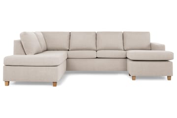 Crazy 4-seters Venstrevendt U-formet Large Sofa med Divan og Sjeselong i Stoff - Beige - Møbler - Sofaer - Sofaer med sjeselong - 4 seters sofa med divan