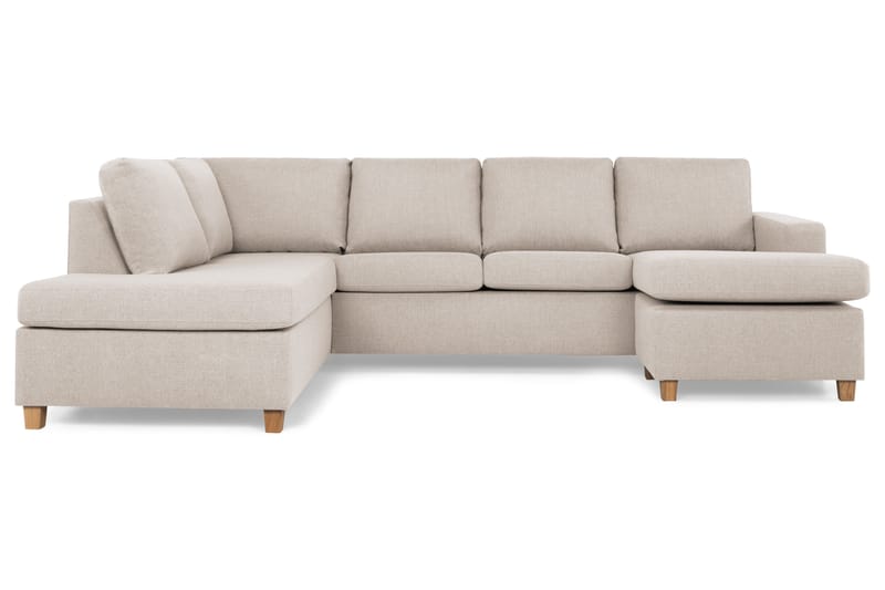 Crazy 4-seters Venstrevendt U-formet Large Sofa med Divan og Sjeselong i Stoff - Beige - Møbler - Sofaer - Sofaer med sjeselong - 4 seters sofa med divan
