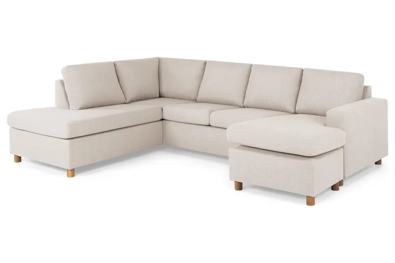 Crazy 4-seters Venstrevendt U-formet Large Sofa med Divan og Sjeselong i Stoff - Beige - Møbler - Sofaer - Sofaer med sjeselong - 4 seters sofa med divan