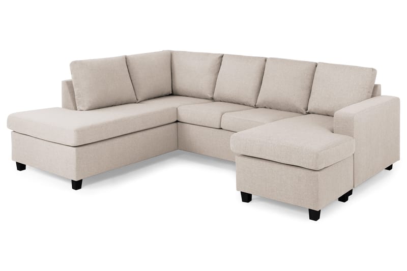 Crazy 4-seters Venstrevendt U-formet Large Sofa med Divan og Sjeselong i Stoff - Beige - Møbler - Sofaer - Sofaer med sjeselong - 4 seters sofa med divan