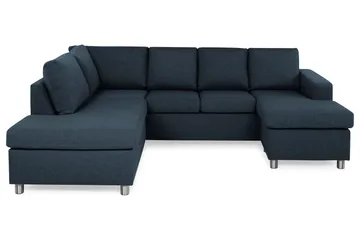 Crazy 4-seters Venstrevendt U-formet Large Sofa med Divan og Sjeselong i Stoff - Blå - Møbler - Sofaer - U-sofa