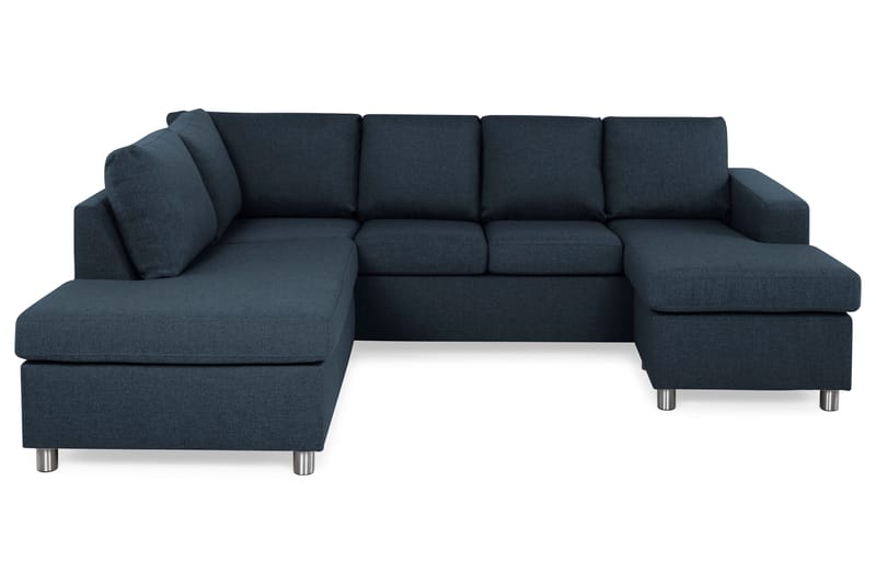 Crazy 4-seters Venstrevendt U-formet Large Sofa med Divan og Sjeselong i Stoff - Blå - Møbler - Sofaer - U-sofa