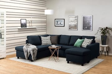 Crazy 4-seters Venstrevendt U-formet Large Sofa med Divan og Sjeselong i Stoff - Blå - Møbler - Sofaer - U-sofa