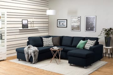Crazy 4-seters Venstrevendt U-formet Large Sofa med Divan og Sjeselong i Stoff - Blå - Møbler - Sofaer - U-sofa