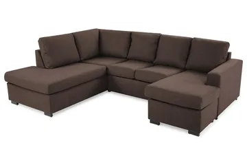 Crazy 4-seters Venstrevendt U-formet Large Sofa med Divan og Sjeselong i Stoff - Brun - Møbler - Sofaer - Sofaer med sjeselong - 4 seters sofa med divan