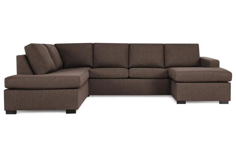 Crazy 4-seters Venstrevendt U-formet Large Sofa med Divan og Sjeselong i Stoff, Brun