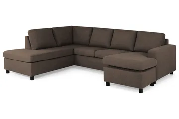 Crazy 4-seters Venstrevendt U-formet Large Sofa med Divan og Sjeselong i Stoff - Brun - Møbler - Sofaer - Sofaer med sjeselong - 3 seters sofa med divan